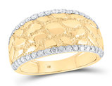 3/4 Carat (ctw) Mens Diamond Nugget Band Ring in 10K Yellow Gold